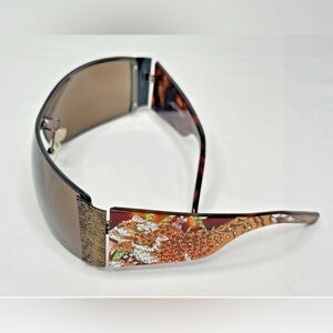 Ed Hardy EHS009 Tortoise 120 Rimless Sunglasses Jeweled Tiger - Great Condition!
